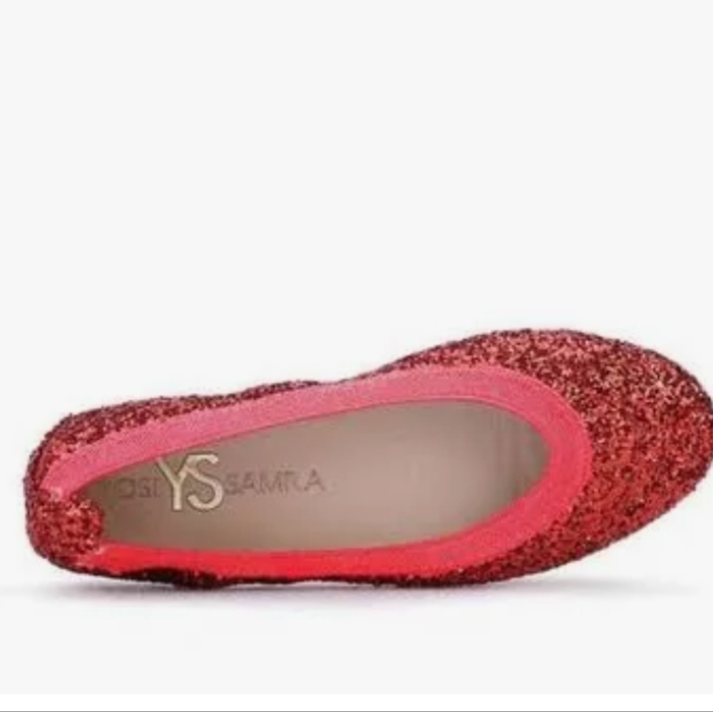 Yoshi Samra ..Miss Samara Kids Ballet Red Glitter Flat...Size 4